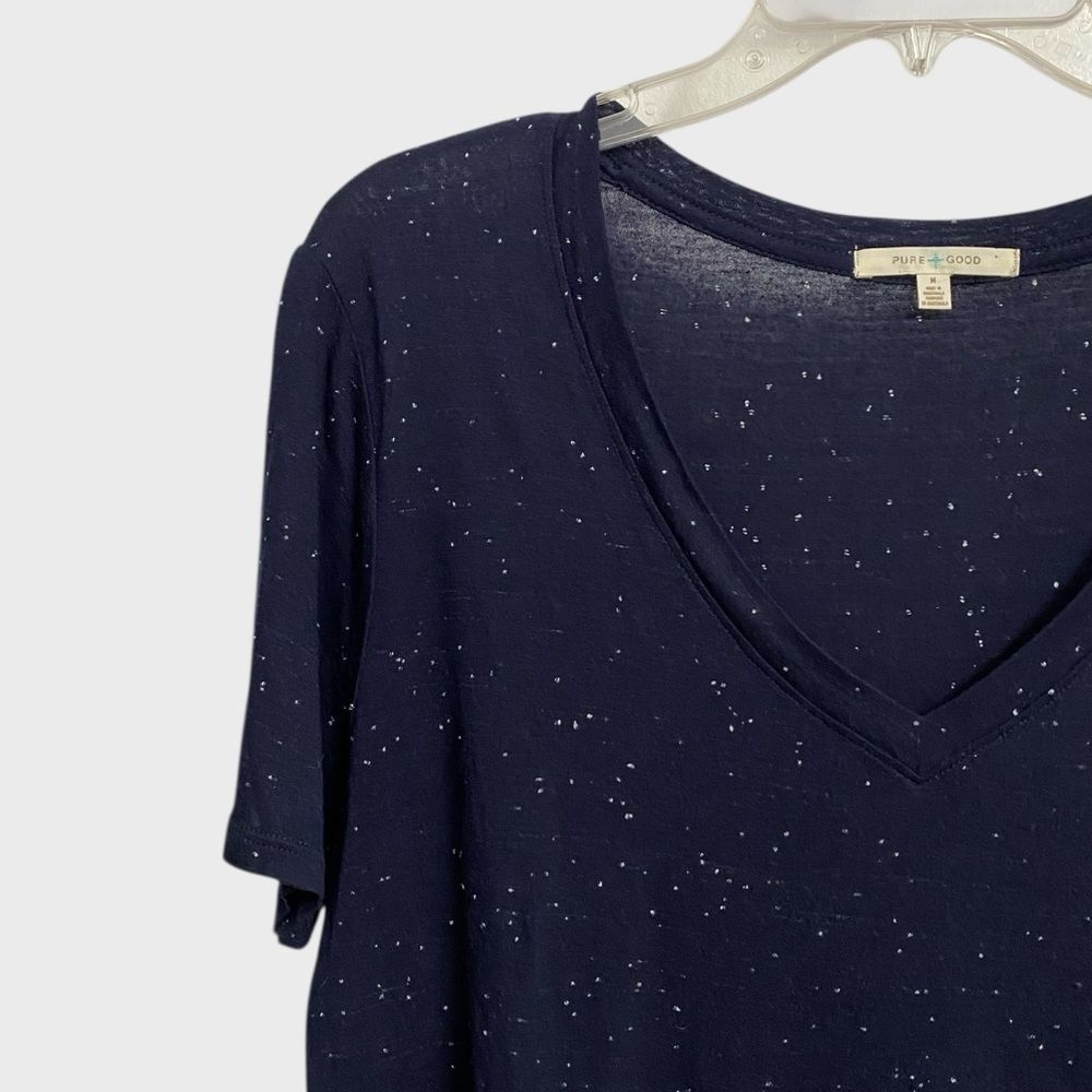 Anthropologie Pure + Good Oversized V-Neck Shirt Women's M Short Sleeve Comfy - Picture 3 of 13